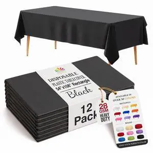 Premium* Black table cover 54" x 108" (Pack of 12) Premium* Black table cover 54" x 108" (Pack of 12)