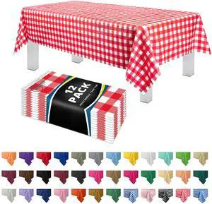 Plastic Table Cloth Disposable 12 Pack 54 x 108 in Rectangle Table Cloths Plastic Table Cloth Disposable 12 Pack 54 x 108 in Rectangle Table Cloths