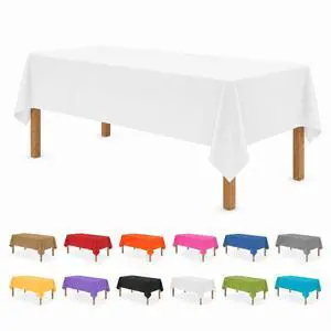 White Disposable Plastic Tablecloth for Rectangle Tables (12 Pack) Table Cloths for Parties, Events & Weddings, Indoors Outdoors, 54 x 108 inches, Plastic Table Cover White Disposable Plastic Tablecloth for Rectangle Tables (12 Pack) Table Cloths for Parties, Events & Weddings, Indoors Outdoors, 54 x 108 inches, Plastic Table Cover