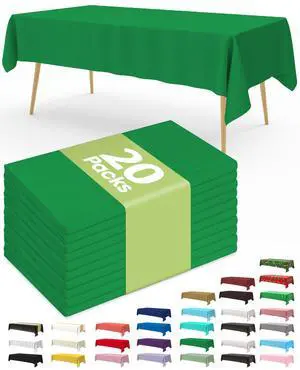 Plastic Table Cloth Disposable 20 Pack, 54 x 108 Inch Table Cloths, St Patricks Day, Christmas Decorations, Tablecloths, Rectangle, Forest, Emerald, Plastic Cover, Leakproof & Sturdy, Green Plastic Table Cloth Disposable 20 Pack, 54 x 108 Inch Table Cloths, St Patricks Day, Christmas Decorations, Tablecloths, Rectangle, Forest, Emerald, Plastic Cover, Leakproof & Sturdy, Green