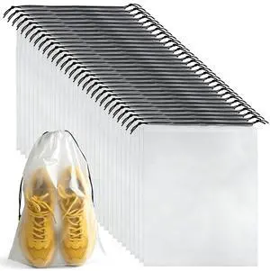 32 Pcs Shoe Bags for Travel15.7" x 11.8" Clear Drawstring Storage Plastic Bags Shoes Organizer for Packing Waterproof Dustproof Women Men Portable Travel Essentials 32 Pcs Shoe Bags for Travel15.7" x 11.8" Clear Drawstring Storage Plastic Bags Shoes Organizer for Packing Waterproof Dustproof Women Men Portable Travel Essentials
