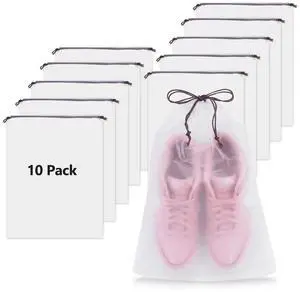 Waterproof Shoe Bags for Travel - 15.7x11.8 Inches Drawstring Bags Organizers (10 Pack), Clear Waterproof Bag Travel Essentials for Men & Women, Shoe Bags for Storage (Packing, Gym, Luggage Storage) Waterproof Shoe Bags for Travel - 15.7x11.8 Inches Drawstring Bags Organizers (10 Pack), Clear Waterproof Bag Travel Essentials for Men & Women, Shoe Bags for Storage (Packing, Gym, Luggage Storage)