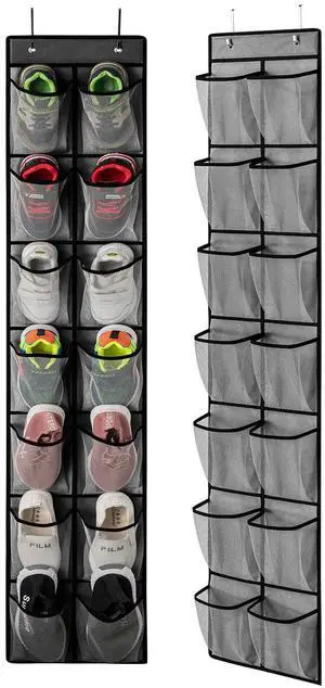 2 Pack Grey14 Pockets Over the Door Shoe Organizer, Hanging Shoe Organizer with 4 Hooks Door Shoe Holder with Mesh Deep Pockets Closet Door Shoe Storage Bag (Grey-2Pack) 2 Pack Grey14 Pockets Over the Door Shoe Organizer, Hanging Shoe Organizer with 4 Hooks Door Shoe Holder with Mesh Deep Pockets Closet Door Shoe Storage Bag (Grey-2Pack)