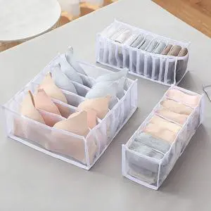 Foldable Bra & Underwear Organizer - 3 Set Drawer Divider Storage for Bras, Socks, Ties - White Foldable Bra & Underwear Organizer - 3 Set Drawer Divider Storage for Bras, Socks, Ties - White