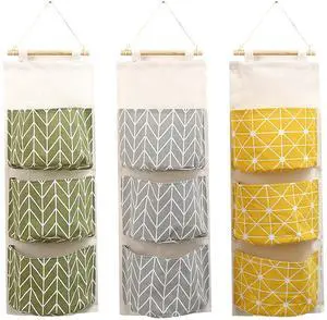 3-Pack Wall Hanging Storage Bags Over-the-Door Organizers with 3 Large Pockets (6.3" × 5.1"), Hanging Closet & Pantry Organizer for Bedroom, Bathroom, Dorm, and More (Set of 3 Colors) 3-Pack Wall Hanging Storage Bags Over-the-Door Organizers with 3 Large Pockets (6.3" × 5.1"), Hanging Closet & Pantry Organizer for Bedroom, Bathroom, Dorm, and More (Set of 3 Colors)