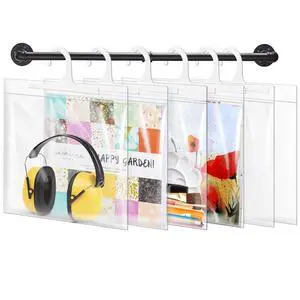12x12-inch Hanging Storage Bags, Headphone Storage Bags, 12x12 Scrapbook Paper Organizer, Large Hook Clear Plastic Bags for Classroom, Library, and Pharmacy Use-24 Pack 12x12-inch Hanging Storage Bags, Headphone Storage Bags, 12x12 Scrapbook Paper Organizer, Large Hook Clear Plastic Bags for Classroom, Library, and Pharmacy Use-24 Pack
