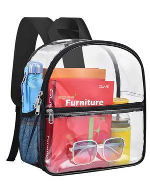 Clear Backpack Stadium Approved 12×12×6 with Reinforced and Wider Shoulder Straps, Small Clear Bag for Schools, Concerts, Work, Festivals and Sporting Events - Black Clear Backpack Stadium Approved 12×12×6 with Reinforced and Wider Shoulder Straps, Small Clear Bag for Schools, Concerts, Work, Festivals and Sporting Events - Black