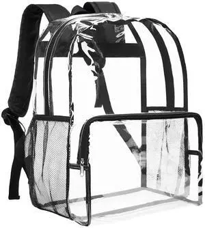 Clear Backpack for Girls and Boys, Large Clear Bookbag, Black Clear Backpack for Girls and Boys, Large Clear Bookbag, Black