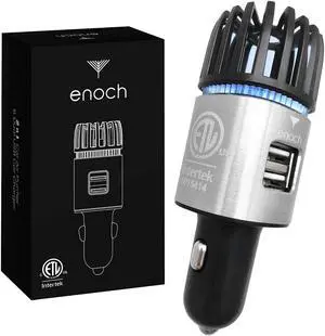Car Air Purifier Premium Air Ionizer - 12V Plug-In Ionic Ozone Deodorizer Accessory with Dual USB Car Charger - Eliminates Cigarette Smoke, Pet and Food Odors, Dust (Gray Silver) Car Air Purifier Premium Air Ionizer - 12V Plug-In Ionic Ozone Deodorizer Accessory with Dual USB Car Charger - Eliminates Cigarette Smoke, Pet and Food Odors, Dust (Gray Silver)