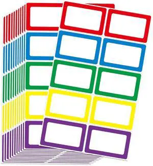 200 Stickers - 3.5" x 2.25" Colors Plain Name Tags Stickers with Perforated Line for School Office Home (Blank - 200 Labels) 200 Stickers - 3.5" x 2.25" Colors Plain Name Tags Stickers with Perforated Line for School Office Home (Blank - 200 Labels)