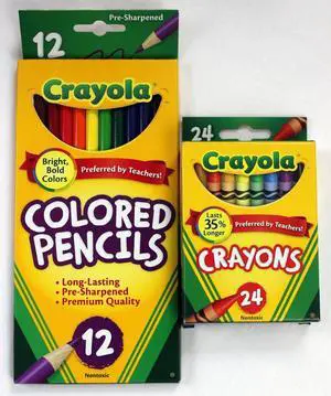 12ct Colored Pencils Pre-Sharpened & 24ct Crayola Crayons Basic Bundle 12ct Colored Pencils Pre-Sharpened & 24ct Crayola Crayons Basic Bundle