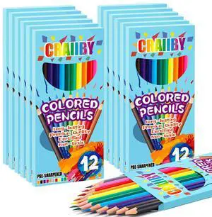 Colored Pencils Bulk 144 Count, 12 Packs of 12 Colors Pre-Sharpened, Classroom Supplies for Students, Kids School Supplies, Teacher Use, Back to School Colored Pencils Bulk 144 Count, 12 Packs of 12 Colors Pre-Sharpened, Classroom Supplies for Students, Kids School Supplies, Teacher Use, Back to School