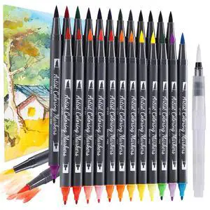 24 Colors Blendable Watercolor Markers for Adults 2026 Professional Double Tip Paint Pens with 1 Water Brush Pen Water Based Coloring Pens Drawing Markers Set with Flexible Brush Tip 24 Colors Blendable Watercolor Markers for Adults 2026 Professional Double Tip Paint Pens with 1 Water Brush Pen Water Based Coloring Pens Drawing Markers Set with Flexible Brush Tip