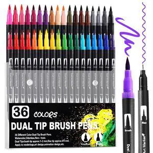 36 Colors Dual Tip Watercolor Markers Pens for School Supplies-Brush & Fine 36 Colors Dual Tip Watercolor Markers Pens for School Supplies-Brush & Fine