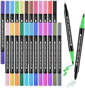 24Color Dual-Tip Art Markers Set, Fine & Brush Tips for Adult Coloring Books, Watercolor & Drawing Pens, Artist Marker Pens for Illustration, Sketching, Journal 24Color Dual-Tip Art Markers Set, Fine & Brush Tips for Adult Coloring Books, Watercolor & Drawing Pens, Artist Marker Pens for Illustration, Sketching, Journal
