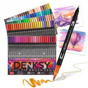120 Watercolor Markers Set | Water Color Pens with Brush & Fineliner, Water-Based Art Markers | Dual Tip Markers for Adult Coloring, Lettering, Calligraphy, Sketching, Journaling & Illustration 120 Watercolor Markers Set | Water Color Pens with Brush & Fineliner, Water-Based Art Markers | Dual Tip Markers for Adult Coloring, Lettering, Calligraphy, Sketching, Journaling & Illustration