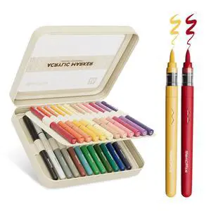 Acrylic Paint Markers, 24 Colors, Brush Tip Paint Pens Set Acrylic Paint Markers, 24 Colors, Brush Tip Paint Pens Set