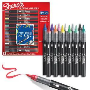 Creative Markers, Water-Based Acrylic, Brush Tip, Assorted Colors, 12 Count Arts & Crafts, Kids Activity, School Classroom; Works on Paper, Metal, Wood, Ceramic, Glass, Rock, Canvas Creative Markers, Water-Based Acrylic, Brush Tip, Assorted Colors, 12 Count Arts & Crafts, Kids Activity, School Classroom; Works on Paper, Metal, Wood, Ceramic, Glass, Rock, Canvas