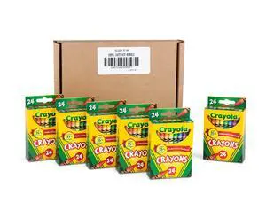Crayons, Bulk School Supplies For Kids, 24 Count Crayon Box (Pack Of 6), Assorted Colors Crayons, Bulk School Supplies For Kids, 24 Count Crayon Box (Pack Of 6), Assorted Colors