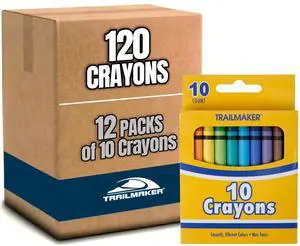 (12 Pack Bright Wax Coloring Crayons in Bulk, Wholesale Packaging - 10 Per Box, 120 Crayons total (12 Pack Bright Wax Coloring Crayons in Bulk, Wholesale Packaging - 10 Per Box, 120 Crayons total