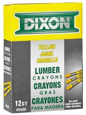 Industrial Lumber Marking Crayons, 4.5" x 1/2" Hex, Yellow, 12-Pack (X49600) Industrial Lumber Marking Crayons, 4.5" x 1/2" Hex, Yellow, 12-Pack (X49600)