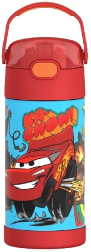FUNTAINER Water Bottle with Straw, 12oz, Cars FUNTAINER Water Bottle with Straw, 12oz, Cars