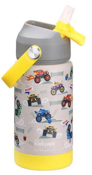 14 oz Kids Insulated Water BottleStainless Steel Toddler Cups with Straws, BPA Free, Leak-Proof, Kids Water Bottle for School Boys& Girls (Grey Trucks) 14 oz Kids Insulated Water BottleStainless Steel Toddler Cups with Straws, BPA Free, Leak-Proof, Kids Water Bottle for School Boys& Girls (Grey Trucks)