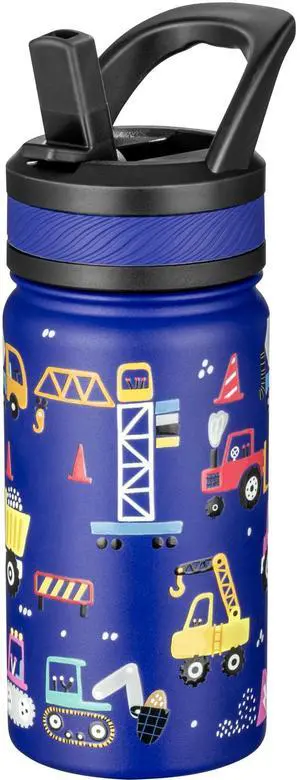 14 oz Kids Water Bottle for School, Insulated Water Bottle with Straw Lid, Stainless Steel Vacuum Insulated Bottle for Boys & Girls, Leak-Proof, BPA Free(Blue - Under Construction) 14 oz Kids Water Bottle for School, Insulated Water Bottle with Straw Lid, Stainless Steel Vacuum Insulated Bottle for Boys & Girls, Leak-Proof, BPA Free(Blue - Under Construction)