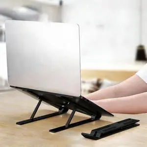 Adjustable Aluminum Alloy Laptop Stand,Foldable Notebook Computer Holder with Non-Slip Silicone pad,Ventilated Cooling Notebook Holder Stand for 10-15.6 Laptops, Tablets-Black Adjustable Aluminum Alloy Laptop Stand,Foldable Notebook Computer Holder with Non-Slip Silicone pad,Ventilated Cooling Notebook Holder Stand for 10-15.6 Laptops, Tablets-Black
