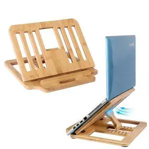 Bamboo Foldable Laptop Stand Holder, 6-Level Adjustable Ergonomic Notebook Riser with Heat Dissipation for 10-17 Inch Laptops, MacBook, Tablet (Natural Bamboo) Bamboo Foldable Laptop Stand Holder, 6-Level Adjustable Ergonomic Notebook Riser with Heat Dissipation for 10-17 Inch Laptops, MacBook, Tablet (Natural Bamboo)