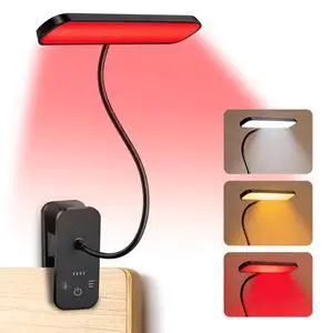 670nm Red Light Reading Lamp,Rechargeable Clip Book Light, 3 Color Modes, Touch Dimming, No Blue Light, Portable Cordless Reading Lamp for Bedroom Office Students (Black) 670nm Red Light Reading Lamp,Rechargeable Clip Book Light, 3 Color Modes, Touch Dimming, No Blue Light, Portable Cordless Reading Lamp for Bedroom Office Students (Black)