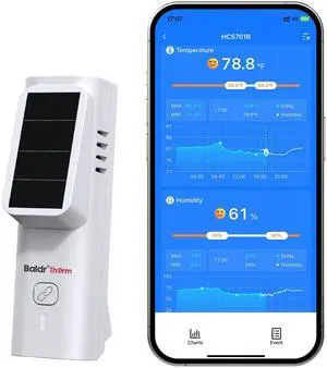 Solar Bluetooth Thermometer & Humidity Monitor, Wireless Thermometer with Date Storage, Real-Time Alerts, 262 Feet Connecting Range, Apply for Room Greenhouse, Pet Cages, 1pack Solar Bluetooth Thermometer & Humidity Monitor, Wireless Thermometer with Date Storage, Real-Time Alerts, 262 Feet Connecting Range, Apply for Room Greenhouse, Pet Cages, 1pack
