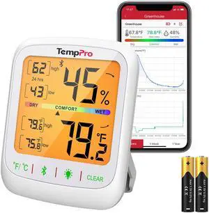 TempAir Bluetooth Hygrometer Thermometer with Large Backlit LCD TempAir Bluetooth Hygrometer Thermometer with Large Backlit LCD