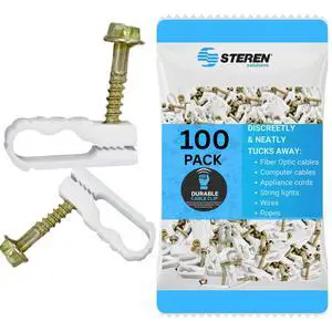 Coaxial Cable Clips - Cable Holder - Wire Clips - Siding Clips for Hanging - Cord Holder for Desk - Cable Clamps (White, 100 Count - Dual Screw) Coaxial Cable Clips - Cable Holder - Wire Clips - Siding Clips for Hanging - Cord Holder for Desk - Cable Clamps (White, 100 Count - Dual Screw)