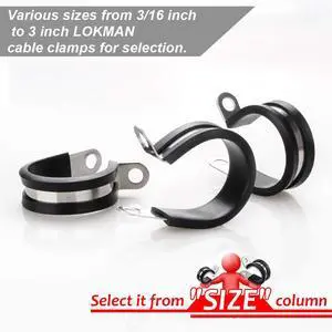 20 Pack 1 Inch Stainless Steel Cable Clamp, Rubber Cushioned Insulated Clamp, Conduit Wire Holder Strap Clips for Tube, Pipe or Wire Cord Installation 20 Pack 1 Inch Stainless Steel Cable Clamp, Rubber Cushioned Insulated Clamp, Conduit Wire Holder Strap Clips for Tube, Pipe or Wire Cord Installation