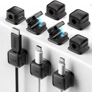 9 Pack Cord Organizer, Magnetic Cable Clips, Under Desk Management, Black 9 Pack Cord Organizer, Magnetic Cable Clips, Under Desk Management, Black
