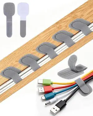 80Pcs Self-Adhesive Cable Ties, Hook and Loop Cable Straps, Gray 80Pcs Self-Adhesive Cable Ties, Hook and Loop Cable Straps, Gray