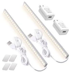 2Pack LED Under Cabinet Light LED Light Bar with USB Powered Under Cabinet Lights for Closet Light Bar Under Counter Lighting Work Tables Student Dormitory (Include AC Plug) 2Pack LED Under Cabinet Light LED Light Bar with USB Powered Under Cabinet Lights for Closet Light Bar Under Counter Lighting Work Tables Student Dormitory (Include AC Plug)
