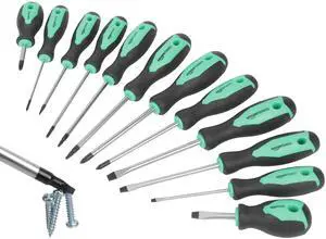 Magnetic Screwdrivers Set, 12-Piece, Phillips, Slotted, Torx, Square, and Stubby with Non-Slip Handle, Hand Tools Set, Turquoise Magnetic Screwdrivers Set, 12-Piece, Phillips, Slotted, Torx, Square, and Stubby with Non-Slip Handle, Hand Tools Set, Turquoise