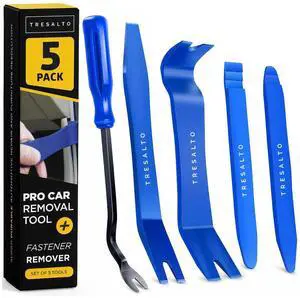 Auto Trim Removal Tool Kit - 5 Piece set for Dash, Door Panel, Clip Remover - Scratch-Resist Nylon Pry Tools for Interior Car Trims Work - Panel Prying Tools Included - Blue Auto Trim Removal Tool Kit - 5 Piece set for Dash, Door Panel, Clip Remover - Scratch-Resist Nylon Pry Tools for Interior Car Trims Work - Panel Prying Tools Included - Blue