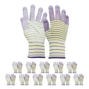12Set ESD Anti-Static Gloves Electrostatic Protective Gloves with PU Palm Medium Size for Computer Installation, Building & Repair, Purple 12Set ESD Anti-Static Gloves Electrostatic Protective Gloves with PU Palm Medium Size for Computer Installation, Building & Repair, Purple
