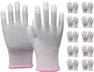 10 Pairs Anti Static Gloves, Coated Fingertip Grey Carbon Fibers,13G ESD Safety Work Gloves (Extra Small, Pink) 10 Pairs Anti Static Gloves, Coated Fingertip Grey Carbon Fibers,13G ESD Safety Work Gloves (Extra Small, Pink)