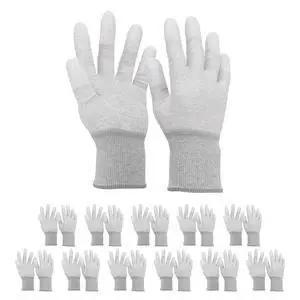 12Set ESD Anti-Static Gloves Electrostatic Protective Gloves Coated Fingertip Grey Carbon Fiber Large Size for Computer Installation, Building & Repair, Gray 12Set ESD Anti-Static Gloves Electrostatic Protective Gloves Coated Fingertip Grey Carbon Fiber Large Size for Computer Installation, Building & Repair, Gray