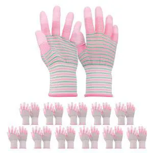 12Set ESD Anti-Static Gloves Electrostatic Protective Gloves with PU Fingertips Medium Size for Computer Installation, Building & Repair, Pink 12Set ESD Anti-Static Gloves Electrostatic Protective Gloves with PU Fingertips Medium Size for Computer Installation, Building & Repair, Pink