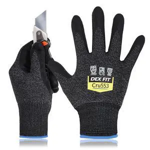 Level 5 Cut Resistant Gloves Cru553 Anti-Static, 3D Comfort Fit A5 Safety Work Gloves with Grip, Thin Touchscreen Gloves for Warehouse, Package Handling, Glass Handling, BlackGray, L, 1 Pair Level 5 Cut Resistant Gloves Cru553 Anti-Static, 3D Comfort Fit A5 Safety Work Gloves with Grip, Thin Touchscreen Gloves for Warehouse, Package Handling, Glass Handling, BlackGray, L, 1 Pair