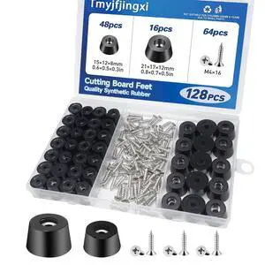 128PCS Cutting Board Rubber Feet Non Slip with 304 Stainless Screws Small and Large Size Rubber Bumpers for Cutting Board, Furniture, Electronics YY009-KIT 128PCS Cutting Board Rubber Feet Non Slip with 304 Stainless Screws Small and Large Size Rubber Bumpers for Cutting Board, Furniture, Electronics YY009-KIT