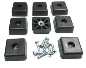 8 Large Square Rubber Feet Foot Bumpers w/Stainless Screws - .590 H X 1.500 W - Made in USA - Heavy Duty, Non Marking for Furniture, Tables, Chairs, Desks, Benches, Sofas, Chests, & Other Items. 8 Large Square Rubber Feet Foot Bumpers w/Stainless Screws - .590 H X 1.500 W - Made in USA - Heavy Duty, Non Marking for Furniture, Tables, Chairs, Desks, Benches, Sofas, Chests, & Other Items.