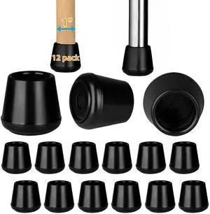 1" Rubber Chair Leg Tips Caps, Chair Leg Floor Protectors Rubber Feet Covers Non Slip Reduce Noise for Furniture Stool Chair Legs Caps Folding Metal Replacement, Round Black 12 Pack 1" Rubber Chair Leg Tips Caps, Chair Leg Floor Protectors Rubber Feet Covers Non Slip Reduce Noise for Furniture Stool Chair Legs Caps Folding Metal Replacement, Round Black 12 Pack