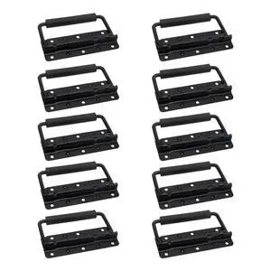 10 Pack Black Spring Loaded Case Handle, 124 x 80mm Folding Pull Surface Mount Handle with Rubber Grip, Chest Handles for Flight Case, Cabinet 10 Pack Black Spring Loaded Case Handle, 124 x 80mm Folding Pull Surface Mount Handle with Rubber Grip, Chest Handles for Flight Case, Cabinet