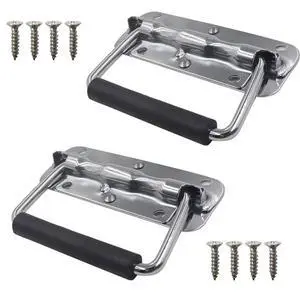 4.33Inch Spring Loaded Handle Stainless Steel Heavy Duty Handle for Toolbox Chest Case with Rubber Grip Surface Mounted(2 Pack) 4.33Inch Spring Loaded Handle Stainless Steel Heavy Duty Handle for Toolbox Chest Case with Rubber Grip Surface Mounted(2 Pack)
